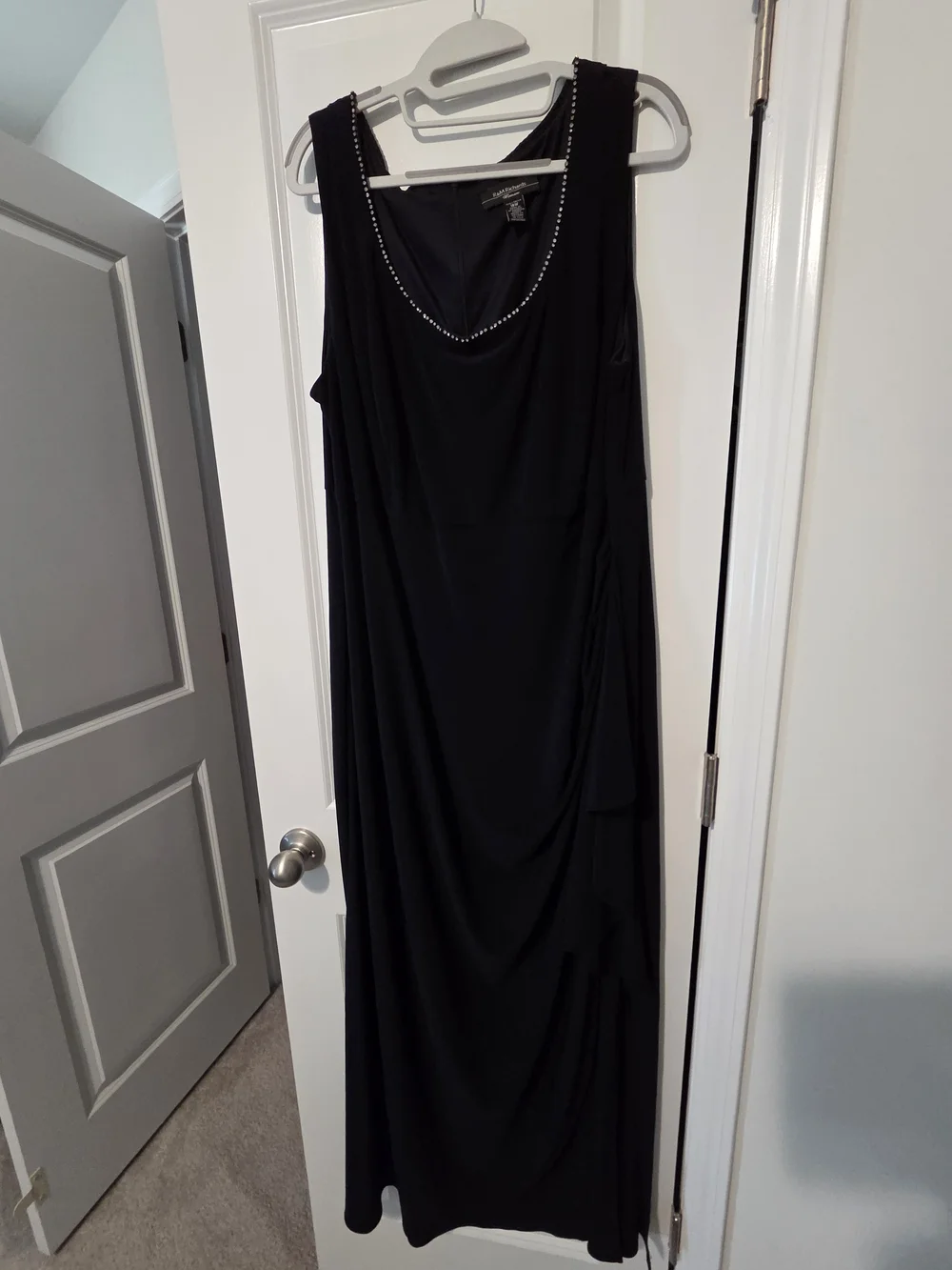 R&M Richards Midnight Navy Evening Dress with Rhinestone Trim - Picture 4 of 5